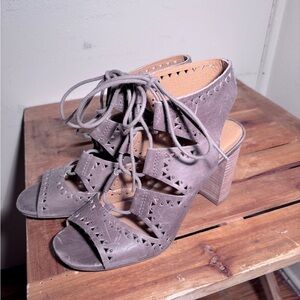 Lucky Brand Tafia Leather Cut Out Platform Block Sandals
